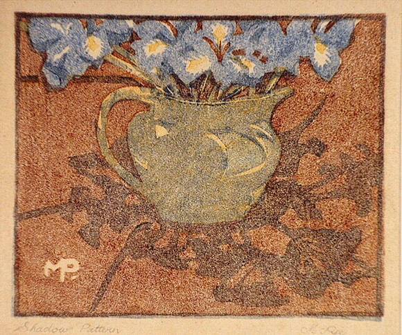 Artist: b'Pye, Mabel.' | Title: b'Shadow pattern' | Date: 1936 | Technique: b'linocut, printed in colour inks, from multiple blocks' Artist: b'Pye, Mabel.' | Title: b'Shadow pattern' | Date: 1936 | Technique: b'linocut, printed in colour inks, from multiple blocks'