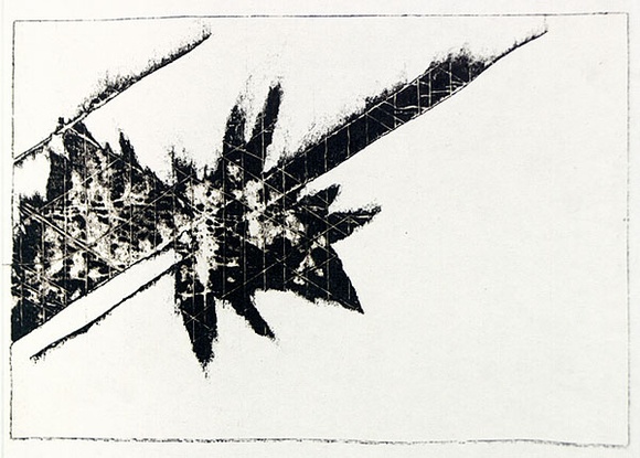 Artist: b'Roberts, Neil.' | Title: b'Eruptions 10' | Date: 1991 | Technique: b'pigment-transfer, printed in brown ink, from one bitumen paper plate' Artist: b'Roberts, Neil.' | Title: b'Eruptions 10' | Date: 1991 | Technique: b'pigment-transfer, printed in brown ink, from one bitumen paper plate'