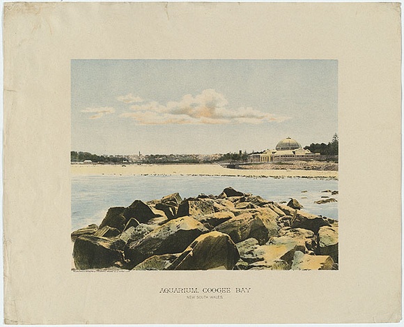 Artist: b'Phillip-Stephan Photo-Litho. and Typographic Process Co. Ltd.' | Title: b'Aquarium, Coogee Bay, New South Wales' | Date: 1888 | Technique: b'photo-lithograph, printed in colour, from multiple stones' Artist: b'Phillip-Stephan Photo-Litho. and Typographic Process Co. Ltd.' | Title: b'Aquarium, Coogee Bay, New South Wales' | Date: 1888 | Technique: b'photo-lithograph, printed in colour, from multiple stones'
