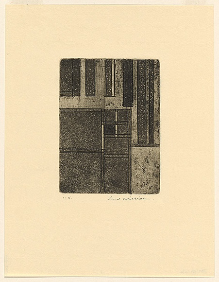 Artist: b'WILLIAMS, Fred' | Title: b'The forest pond. Number 2' | Date: 1961 | Technique: b'etching, aquatint, burnishing, foul biting, printed in black ink, from one copper plate' | Copyright: b'\xc2\xa9 Fred Williams Estate' Artist: b'WILLIAMS, Fred' | Title: b'The forest pond. Number 2' | Date: 1961 | Technique: b'etching, aquatint, burnishing, foul biting, printed in black ink, from one copper plate' | Copyright: b'\xc2\xa9 Fred Williams Estate'