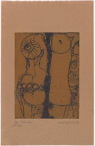 Artist: b'Hodgkinson, Frank.' | Title: b'Personages' | Date: 1971 | Technique: b'softground-etching and aquatint, printed in black and yellow ink, from one plate' Artist: b'Hodgkinson, Frank.' | Title: b'Personages' | Date: 1971 | Technique: b'softground-etching and aquatint, printed in black and yellow ink, from one plate'