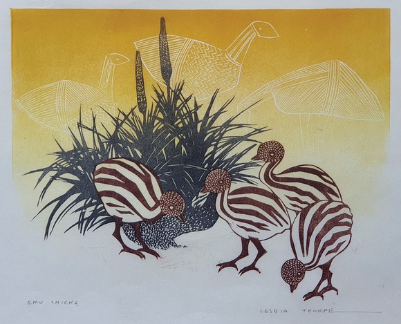 Artist: Thorpe, Lesbia. | Title: Emu chicks.