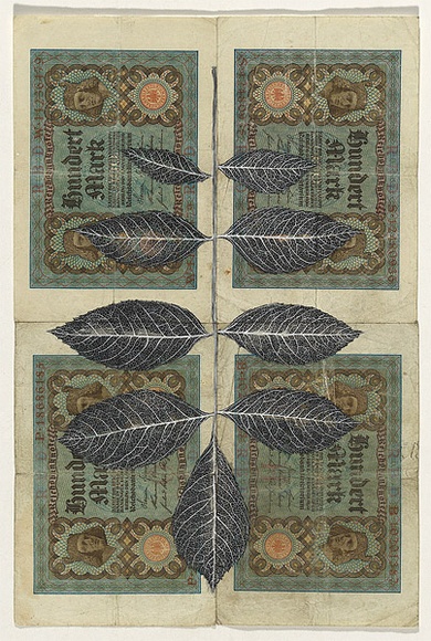 Artist: b'HALL, Fiona' | Title: b'Fraxinus excelsior - Ash (German currency)' | Date: 2000 - 2002 | Technique: b'gouache' | Copyright: b'\xc2\xa9 Fiona Hall' Artist: b'HALL, Fiona' | Title: b'Fraxinus excelsior - Ash (German currency)' | Date: 2000 - 2002 | Technique: b'gouache' | Copyright: b'\xc2\xa9 Fiona Hall'