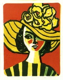 Artist: Rigby, John. | Title: Yellow hat | Date: 1974 | Technique: linocut, printed in colour, from five blocks | Copyright: This work appears on screen courtesy of the artist, John T. Rigby