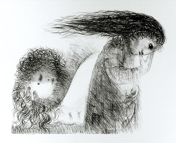 Artist: b'BOYD, Arthur' | Title: b'St Francis when young turning aside.' | Date: (1965) | Technique: b'lithograph, printed in black ink, from one plate' | Copyright: b'Reproduced with permission of Bundanon Trust' Artist: b'BOYD, Arthur' | Title: b'St Francis when young turning aside.' | Date: (1965) | Technique: b'lithograph, printed in black ink, from one plate' | Copyright: b'Reproduced with permission of Bundanon Trust'