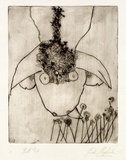 Artist: Shepherdson, Gordon. | Title: The second plate (The bull plate). 1 | Date: 1977 | Technique: drypoint, printed as monotype, from one plate
