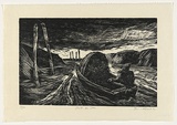 Artist: AMOR, Rick | Title: Out to sea. | Date: 1991 | Technique: woodcut, printed in black ink, from one block