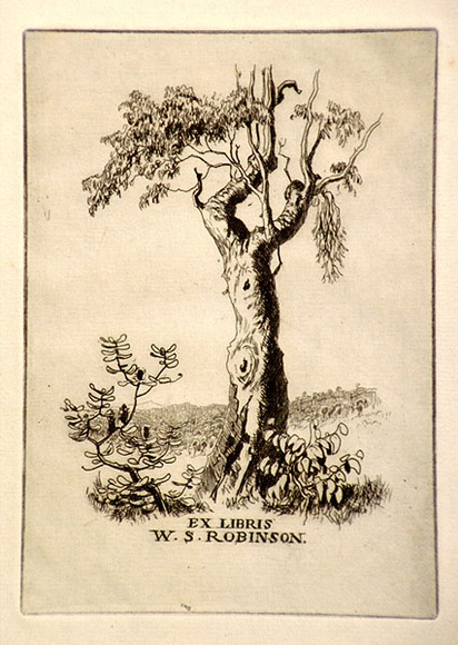 Artist: b'LINDSAY, Lionel' | Title: b'Book plate: W.S. Robinson' | Date: 1936 | Technique: b'etching, printed in black ink, from one plate' | Copyright: b'Courtesy of the National Library of Australia' Artist: b'LINDSAY, Lionel' | Title: b'Book plate: W.S. Robinson' | Date: 1936 | Technique: b'etching, printed in black ink, from one plate' | Copyright: b'Courtesy of the National Library of Australia'