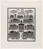 Artist: Groblicka, Lidia | Title: Town | Date: 1972 | Technique: woodcut, printed in black ink, from one block