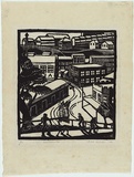 Artist: Allan, Ailsa [1]. | Title: Woolloomooloo. | Date: 1928 | Technique: linocut, printed in black ink, from one block