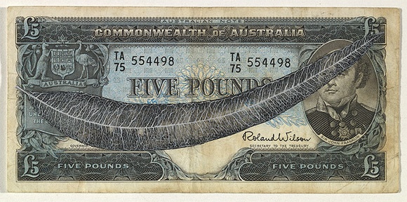 Artist: b'HALL, Fiona' | Title: b'Eucalyptus microtheca - Coolibah (Australian currency)' | Date: 2000 - 2002 | Technique: b'gouache' | Copyright: b'\xc2\xa9 Fiona Hall' Artist: b'HALL, Fiona' | Title: b'Eucalyptus microtheca - Coolibah (Australian currency)' | Date: 2000 - 2002 | Technique: b'gouache' | Copyright: b'\xc2\xa9 Fiona Hall'