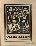 Artist: FEINT, Adrian | Title: Bookplate: Valda Allan. | Date: (1927) | Technique: wood-engraving, printed in black ink, from one block | Copyright: Courtesy the Estate of Adrian Feint