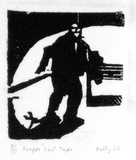 Artist: Kelly, William. | Title: Krapp's last tape | Date: 1963 | Technique: woodcut | Copyright: © William Kelly