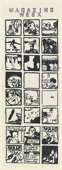 Artist: b'Doherty, Brian.' | Title: b'Magazine week.' | Date: c.1979 | Technique: b'screenprint' | Copyright: b'\xc2\xa9 Brian Doherty. Licensed by VISCOPY, Australia' Artist: b'Doherty, Brian.' | Title: b'Magazine week.' | Date: c.1979 | Technique: b'screenprint' | Copyright: b'\xc2\xa9 Brian Doherty. Licensed by VISCOPY, Australia'