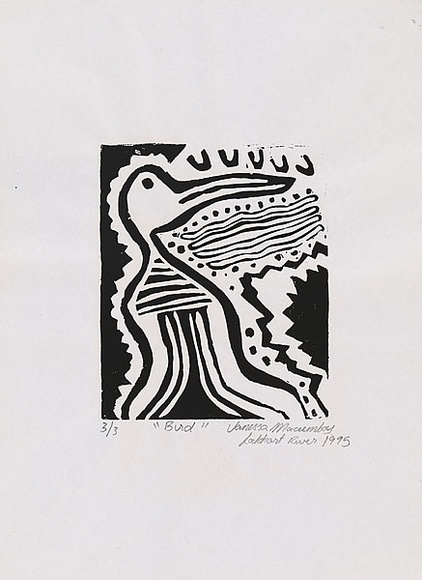 Artist: b'Macumboy, Vanessa.' | Title: b'Bird' | Date: 1995 | Technique: b'linocut, printed in black ink, from one block'