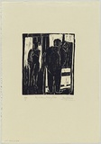 Artist: WALKER, Murray | Title: Fred Williams sketching Lilith. | Date: 1966 | Technique: woodcut, printed in black ink, from one block