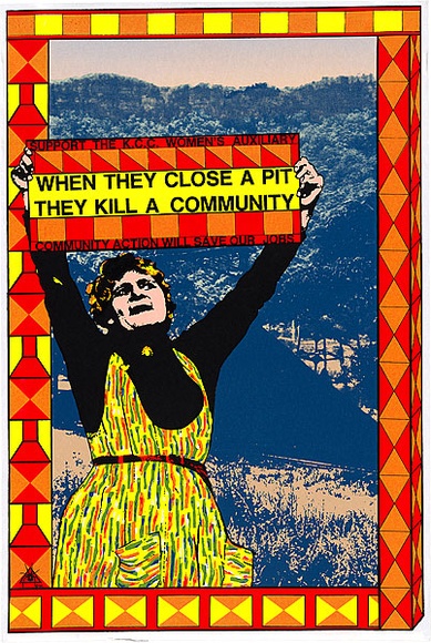 Artist: b'REDBACK GRAPHIX' | Title: b'When they close a pit.' | Date: 1984 | Technique: b'screenprint, printed in colour, from five stencils' Artist: b'REDBACK GRAPHIX' | Title: b'When they close a pit.' | Date: 1984 | Technique: b'screenprint, printed in colour, from five stencils'