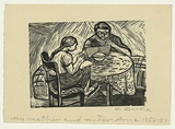 Artist: Groblicka, Lidia | Title: My mother and sister Ania | Date: 1956-57 | Technique: woodcut, printed in black ink, from one block