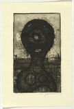 Artist: b'SELLBACH, Udo' | Title: b'(Head, target and landscape)' | Date: 1965 | Technique: b'etching printed in black ink, from one plate'