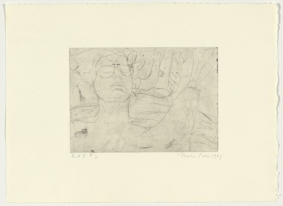Artist: PARR, Mike | Title: Gun into vanishing point 2 | Date: 1988-89 | Technique: drypoint and foul biting, printed in black ink, from one copper plate