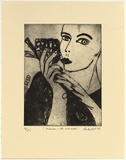 Artist: Kjar, Barbie. | Title: Marise with artichoke | Date: 1993 | Technique: drypoint, printed in black ink, from one plate