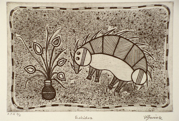 Artist: b'Berick, Wendy Watjera.' | Title: b'Echidna' | Date: 1999, April | Technique: b'etching, printed in black ink, from one plate' Artist: b'Berick, Wendy Watjera.' | Title: b'Echidna' | Date: 1999, April | Technique: b'etching, printed in black ink, from one plate'