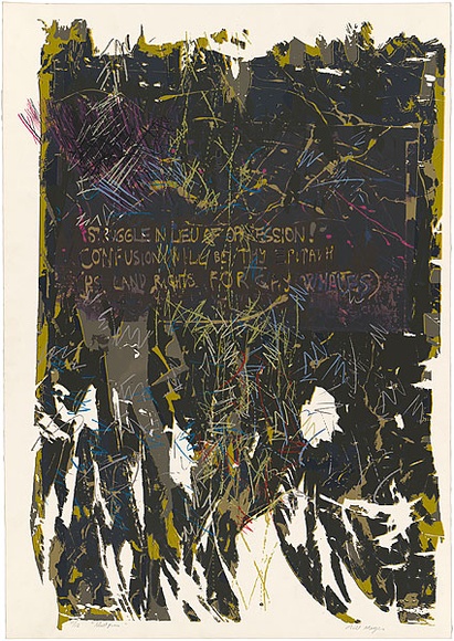 Artist: b'MEYER, Bill' | Title: b'Wall piece' | Date: 1983 | Technique: b'screenprint, printed in colour, from multiple stencils (photo ortho and open block-out screens)' | Copyright: b'\xc2\xa9 Bill Meyer' Artist: b'MEYER, Bill' | Title: b'Wall piece' | Date: 1983 | Technique: b'screenprint, printed in colour, from multiple stencils (photo ortho and open block-out screens)' | Copyright: b'\xc2\xa9 Bill Meyer'
