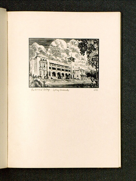 Artist: b'McGrath, Raymond.' | Title: bThe Women's College, Sydney University. | Date: 1924 | Technique: b'wood-engraving, printed in black ink, from one block' Artist: b'McGrath, Raymond.' | Title: bThe Women's College, Sydney University. | Date: 1924 | Technique: b'wood-engraving, printed in black ink, from one block'