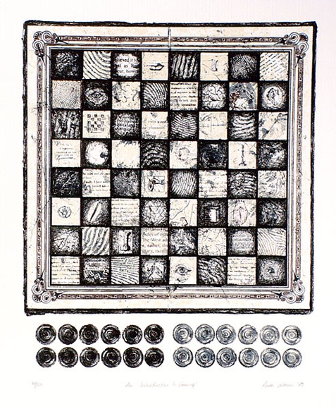 Artist: b'Watson, Ruth.' | Title: b'An Introduction to Gaming' | Date: 1990 | Technique: b'lithograph, printed in colour, from multiple stones' Artist: b'Watson, Ruth.' | Title: b'An Introduction to Gaming' | Date: 1990 | Technique: b'lithograph, printed in colour, from multiple stones'