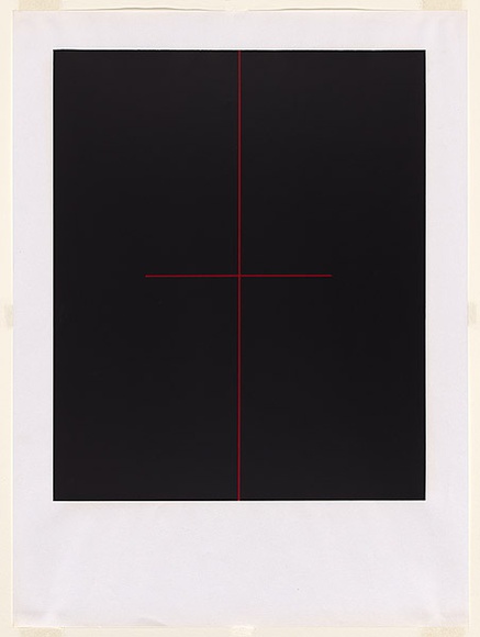 Artist: b'Hotere, Ralph.' | Title: b'Red on black' | Date: 1968 | Technique: b'screenprint, printed in colour, from two stencils' Artist: b'Hotere, Ralph.' | Title: b'Red on black' | Date: 1968 | Technique: b'screenprint, printed in colour, from two stencils'