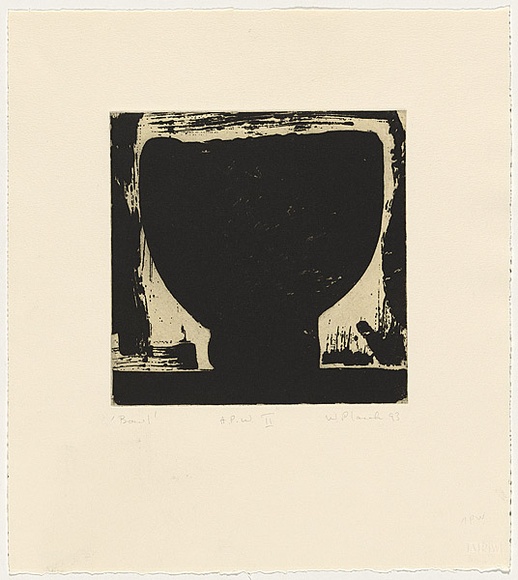 Artist: b'Placek, Wes.' | Title: b'Bowl' | Date: 1993 | Technique: b'etching, printed in black, from one plate' | Copyright: b'\xc2\xa9 Wes Placek c/- Wesart, Melbourne' Artist: b'Placek, Wes.' | Title: b'Bowl' | Date: 1993 | Technique: b'etching, printed in black, from one plate' | Copyright: b'\xc2\xa9 Wes Placek c/- Wesart, Melbourne'