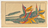 Artist: MORT, Eirene | Title: Strelitzia | Date: c.1930 | Technique: stencil print, printed in colour, from multiple paper stencils