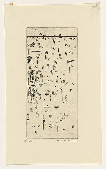 Artist: b'WILLIAMS, Fred' | Title: b'Second variation of You Yangs landscape. Number 1' | Date: 1965-66 | Technique: b'etching and drypoint, printed in black ink, from one copper plate' | Copyright: b'\xc2\xa9 Fred Williams Estate' Artist: b'WILLIAMS, Fred' | Title: b'Second variation of You Yangs landscape. Number 1' | Date: 1965-66 | Technique: b'etching and drypoint, printed in black ink, from one copper plate' | Copyright: b'\xc2\xa9 Fred Williams Estate'