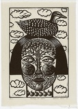 Artist: Klein, Deborah. | Title: Ducking for apples | Date: 1996, September | Technique: linocut, printed in black ink, from one block