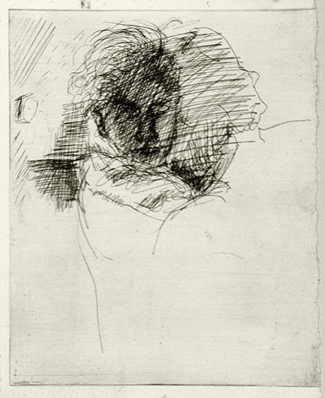Artist: b'BOYD, Arthur' | Title: b'(Portrait head in cross hatching).' | Date: c.1968 | Technique: b'etching, printed in black ink, from one plate' | Copyright: b'Reproduced with permission of Bundanon Trust' Artist: b'BOYD, Arthur' | Title: b'(Portrait head in cross hatching).' | Date: c.1968 | Technique: b'etching, printed in black ink, from one plate' | Copyright: b'Reproduced with permission of Bundanon Trust'