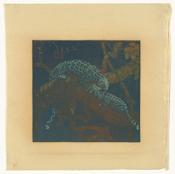 Artist: b'Griffin, Murray.' | Title: b'Chestnut Teal.' | Date: by 1969 | Technique: b'linocut printed in four colour from three blocks,' Artist: b'Griffin, Murray.' | Title: b'Chestnut Teal.' | Date: by 1969 | Technique: b'linocut printed in four colour from three blocks,'