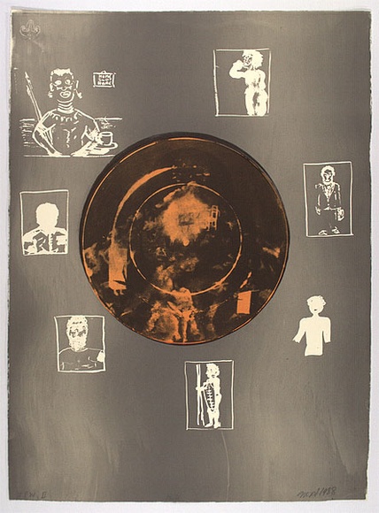 Artist: b'Lowe, Geoff.' | Title: b'Plate' | Date: 1988 | Technique: b'photo-screenprint, printed in colour, from multiple screens' Artist: b'Lowe, Geoff.' | Title: b'Plate' | Date: 1988 | Technique: b'photo-screenprint, printed in colour, from multiple screens'