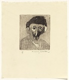Artist: WALKER, Murray | Title: (Head of a woman in hat) | Technique: etching and aquatint, printed in black ink, from one plate