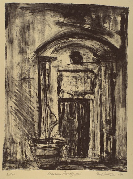Artist: b'NICOLSON, Noel' | Title: b'Doorway montegufoni' | Date: 1997, March | Technique: b'lithograph, printed in black ink from one stone' Artist: b'NICOLSON, Noel' | Title: b'Doorway montegufoni' | Date: 1997, March | Technique: b'lithograph, printed in black ink from one stone'