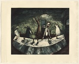 Artist: Shead, Garry. | Title: Supper | Date: 1995-96 | Technique: etching, printed in blue-black, yellow, red and blue inks, from multiple plates | Copyright: © Garry Shead