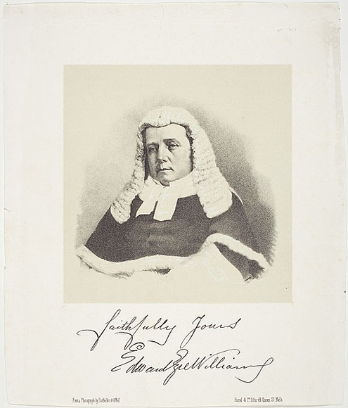 Title: b'not titled [Justice Edward WIlliams]' | Date: 1859 | Technique: b'lithograph, printed in colour, from multiple stones (black image, buff tint stone)'