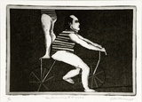 Artist: BALDESSIN, George | Title: Performers with bicycles. | Date: 1964 | Technique: etching and aquatint, printed in black ink, from one plate