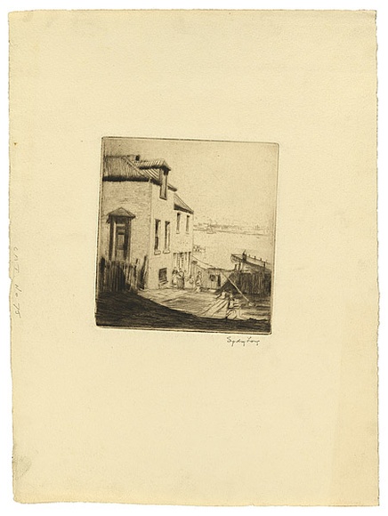Artist: b'Long, Sydney.' | Title: b'Windmill Street, Old Sydney [1]' | Date: (1926) | Technique: b'drypoint, printed from one copper plate' | Copyright: b'Reproduced with the kind permission of the Ophthalmic Research Institute of Australia'