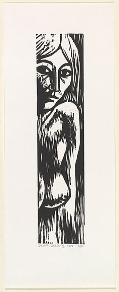 Artist: b'Dallwitz, David.' | Title: b'Pensive nude.' | Date: 1952 | Technique: b'woodcut, printed in black ink, from one block' Artist: b'Dallwitz, David.' | Title: b'Pensive nude.' | Date: 1952 | Technique: b'woodcut, printed in black ink, from one block'