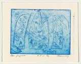 Artist: DOUMANY, Mary | Title: Blue projectile | Date: 1999, October | Technique: engraving, printed in blue ink, from one perspex plate