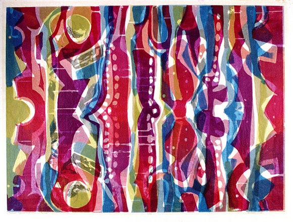 Artist: b'Brash, Barbara.' | Title: b'Portrait group with mirror image.' | Date: (1965) | Technique: b'screenprint, printed in colour, from seven stencils'