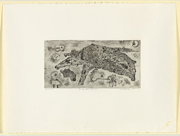 Artist: b'Slawik, Bernard.' | Title: b'The day after tomorrow' | Date: 1981 | Technique: b'etching, aquatint printed with plate-tone' Artist: b'Slawik, Bernard.' | Title: b'The day after tomorrow' | Date: 1981 | Technique: b'etching, aquatint printed with plate-tone'