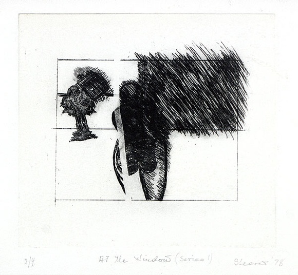 Artist: b'Shearer, Mitzi.' | Title: b'At the window (series 1)' | Date: 1978 | Technique: b'etching, printed in black ink, from one plate'