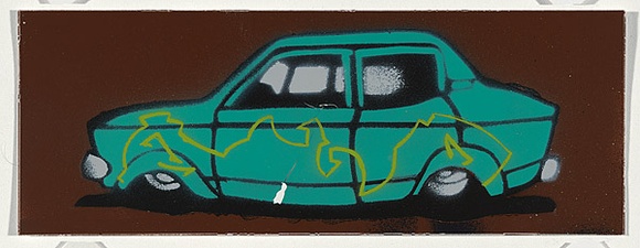 Title: b'BYRD sticker' | Date: 2009 | Technique: b'stencil, printed in colour aerosol paint, from multiple stencils'