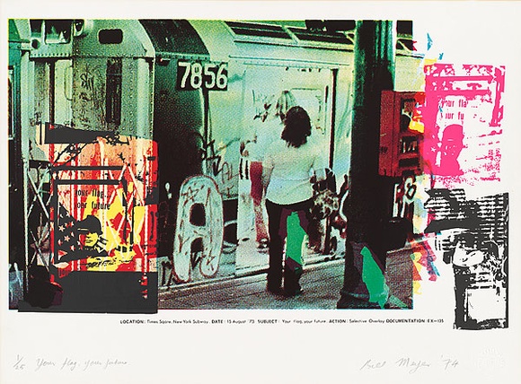 Artist: b'MEYER, Bill' | Title: b'Your flag, your future' | Date: 1974 | Technique: b'screenprint, printed in colour, from nine modified screens and four photo stencils' | Copyright: b'\xc2\xa9 Bill Meyer'